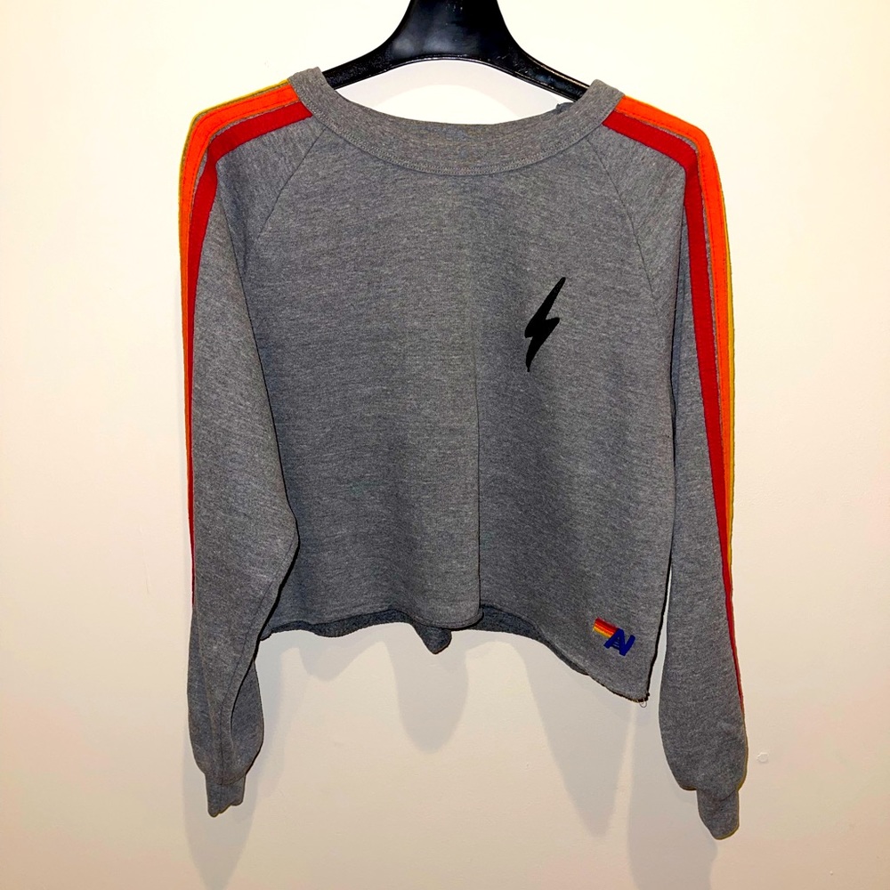 Aviator Nation embroidered bolt crop sweatshirt. Size S.